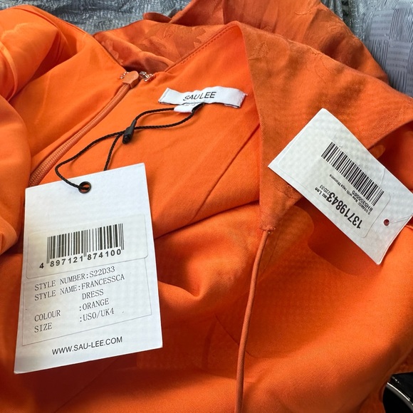 SAU LEE FRANCESCA ORANGE FLORAL JACQUARD MIDI DRESS, WOMEN'S SIZE 4 - Picture 9 of 10